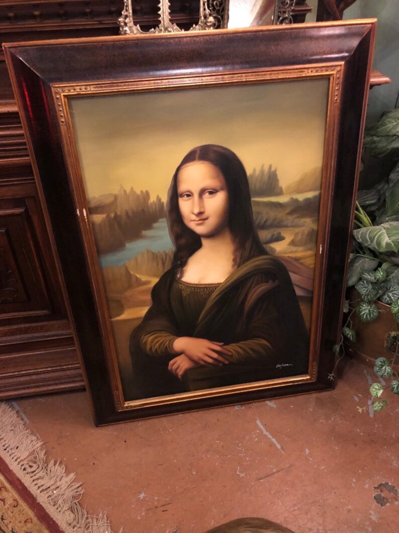 Vintage Mona Lisa Painting In A Frame