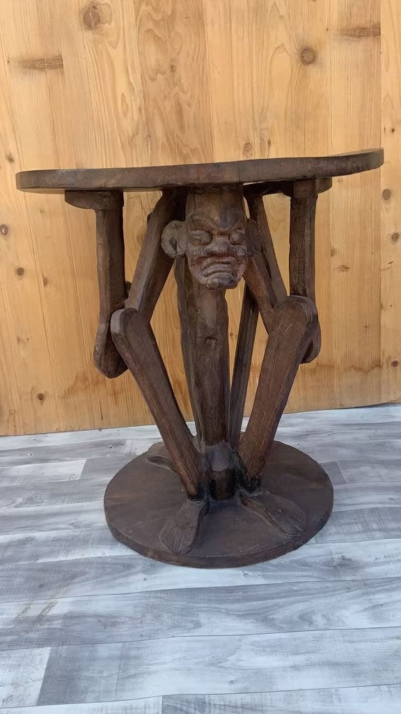 アンティークなアフリカの部族の人物彫刻テーブル - Etsy 日本