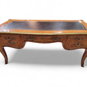 Antique Louis XV Style Inlaid Bureau Plat Writing Desk image 10