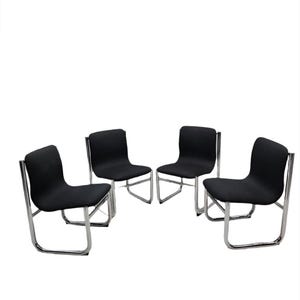 Sedie da pranzo in stile Hannah Morrison Mid Century Modern con struttura tubolare cromata - Set da 4