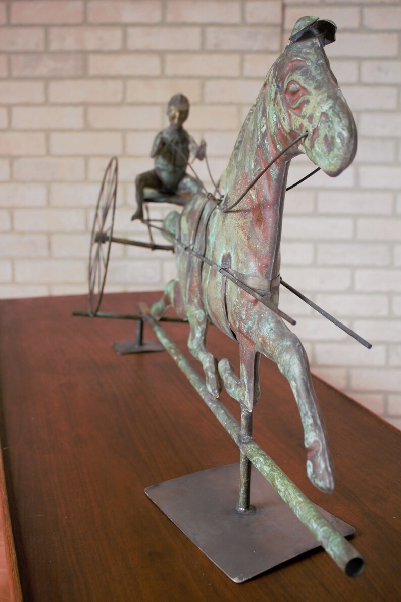 Antique American Copper Weathervane Sulky Jockey With Buggy Etsy