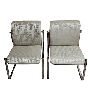 Mid Century Modern Chrome Tubular Chairs by Peter Protzman Newly Upholstered - Pair