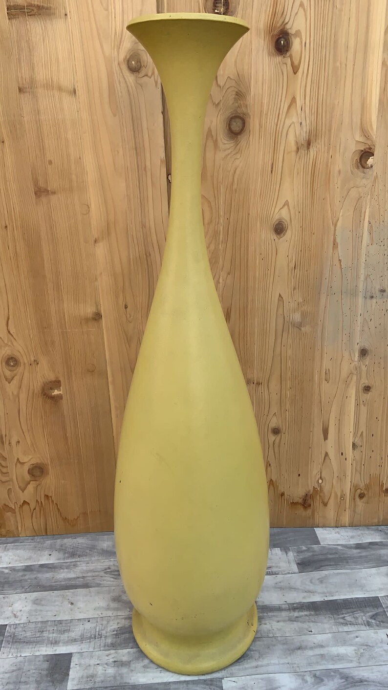 Mid Century Modern Tall Swedish Ceramic Yellow Floor Vase - Etsy