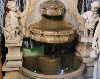 Antique Tuscan Stone 3 Tier Fountain with Brass Spout