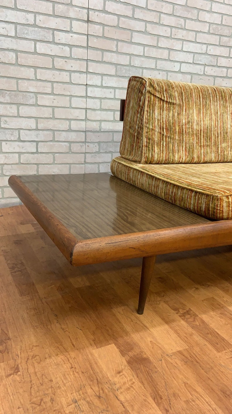 Mid Century Modern Adrian Pearsall Oak Daybed Sofa with Floating End Tables image 4