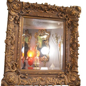 Antique Rococo Style Ornate Gold Gilded Wall Mirror
