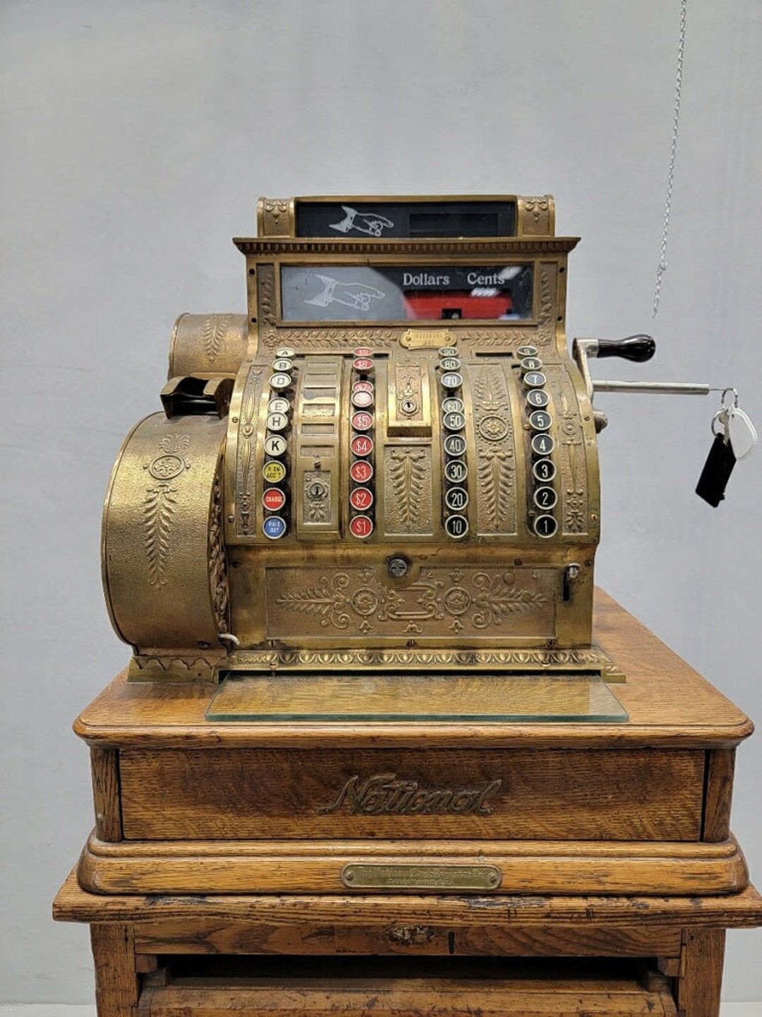 Antique National Cash Register Co. Model 422X With Paper Receipt Ink