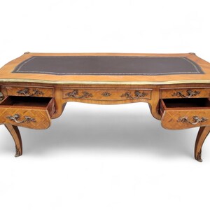 Antique Louis XV Style Inlaid Bureau Plat Writing Desk image 11