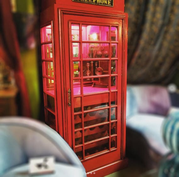 London Style Red Phone Booth Wine Rack