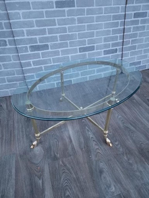 Mid-Century Italian Round Side Table with Blue Glass Top and Base Mid-Century Italian Round Side Table with Blue Glass Top and Base