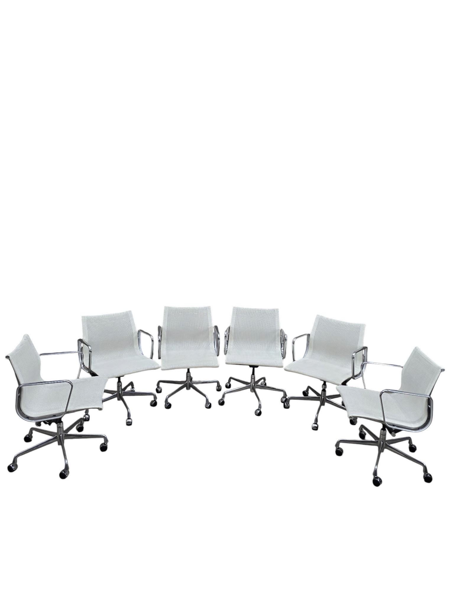 MCM Herman Miller Eames Low Back White Mesh Office Chairs – Set of