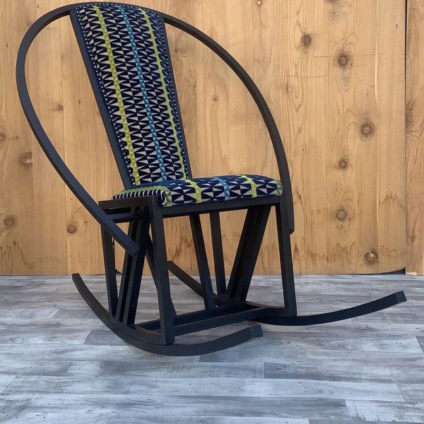 Vintage Pascal Mourgue Style Rocking Chair Newly Upholstered in Knoll Fabric