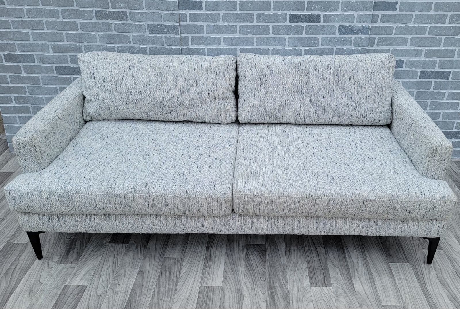 Andes Sofa in Storm Grey Chenille Tweed With Dark Pewter Legs by
