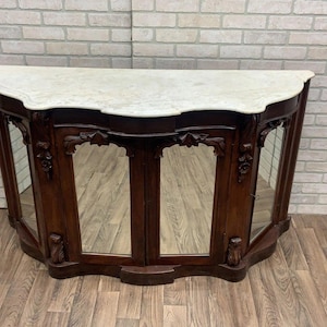 Antique American Empire Rosewood and Marble Top Sideboard Cabinet