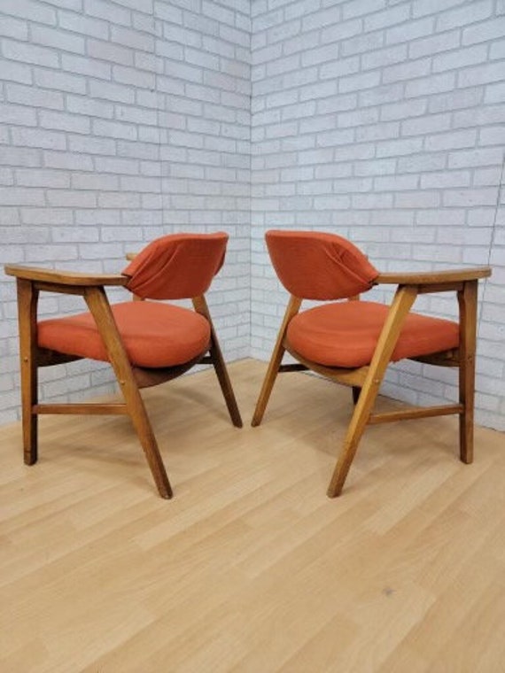 Mid Century Modern Danish Eck Adams Arm Lounge Chair Pair Etsy