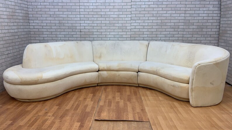 Mid Century Modern Vladimir Kagan Style 3 Piece Curved Sectional Sofa for Upholstery image 1