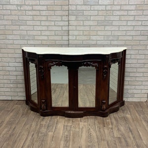 Antique American Empire Rosewood and Marble Top Sideboard Cabinet