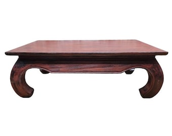 Traditional Teakwood Chinese Coffee Table in Vintage Red Lacquer Finish
