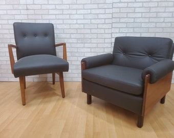 Mid Century Modern Danish Jens Risom Style Lounge Chairs Newly Upholstered - Set of 2