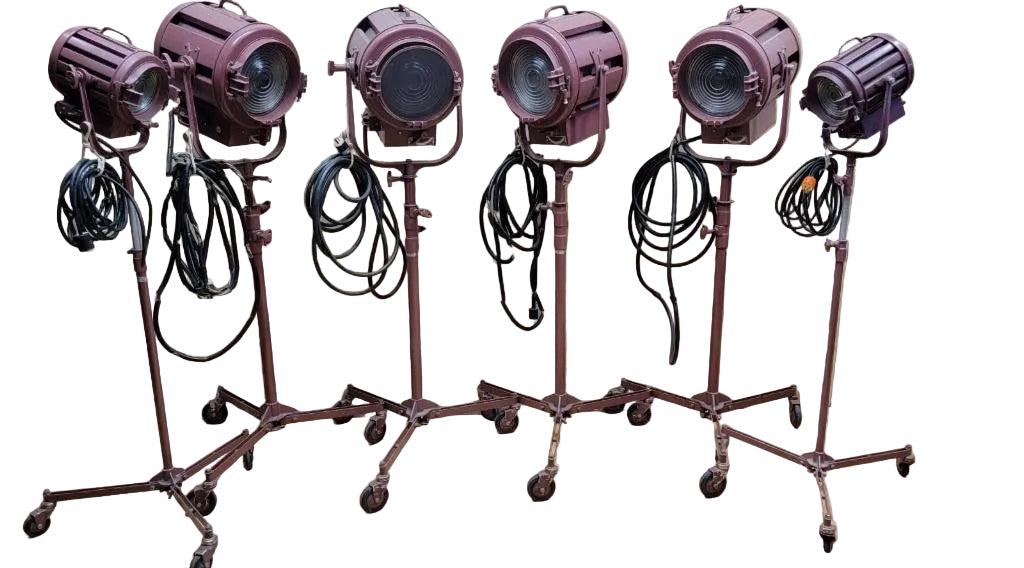 Vintage Mole Richardson Solar Spot Stage Light Floor Lamps 412 and