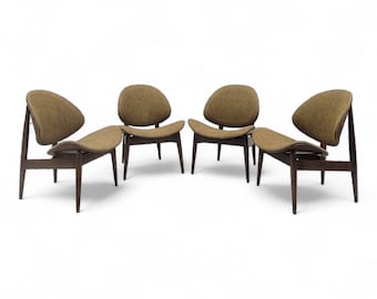 Vintage Mid Century Modern Clam Shell Chairs by Seymour James Weiner for Kodawood - Set of 4