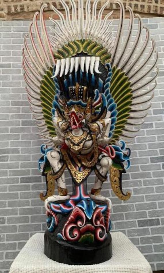 木彫り　インド神　カルーガ ヒンドゥー教の神ガルーダのアンティーク木彫り彫刻 - Etsy 日本