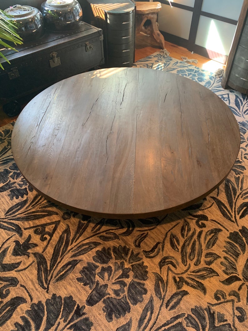 Restoration Hardware Reclaimed Russian Oak Plank Round Coffee Etsy