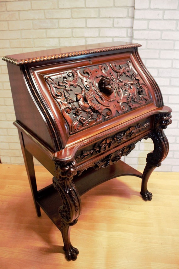 Antique Italian Gothic Style Ornate Carved Writing Desk Etsy UK
