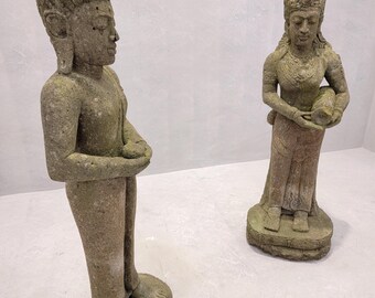 バリ島のアンティーク彫刻仏像とデウィ・ターラ女神像 屋内/屋外用