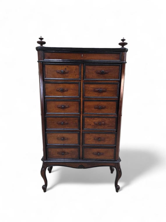 Antique Edwardian Style 13 Drawers Lock-Side Filing Cabinet