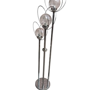 Lámpara de pie MCM Chrome Orb de 3 luces