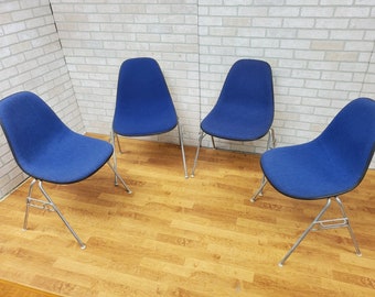 Mid Century Modern Herman Miller Shell Dining Chairs in Blue - Set of 4