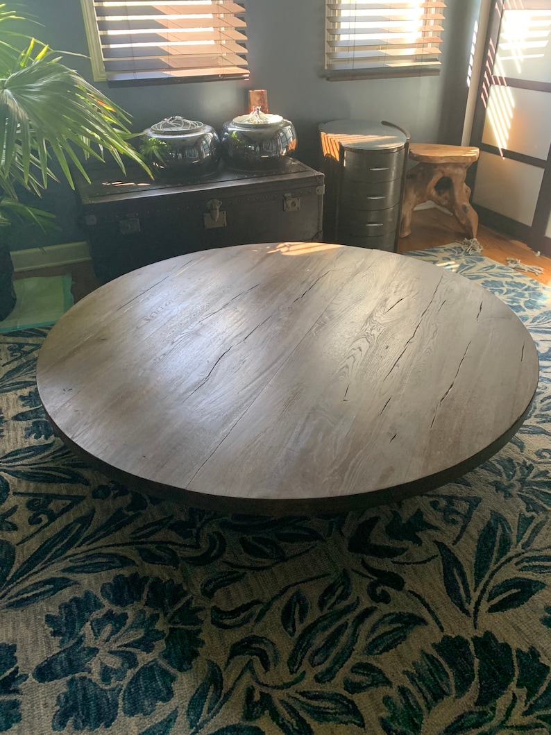 Restoration Hardware Reclaimed Russian Oak Plank Round Coffee Etsy