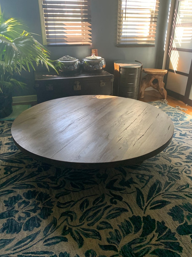Restoration Hardware Reclaimed Russian Oak Plank Round Coffee Etsy