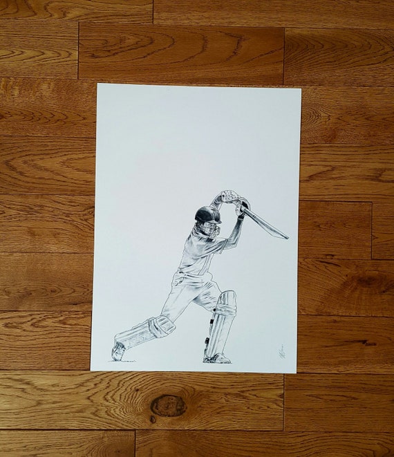 The Ashes Burn - original charcoal cricket drawing – Paulette Farrell -  Artist