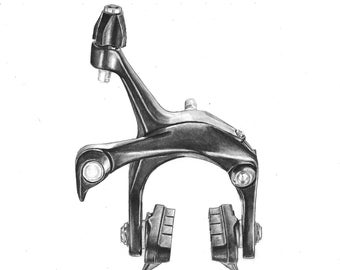 Brake Caliper, Shimano bike part, A4 digital print