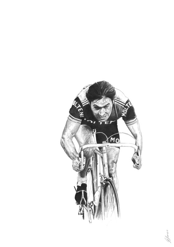 Eddy Merckx Cycling Legend Snow Poster