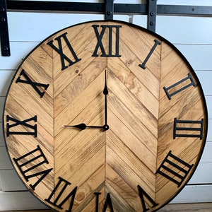 Neutral Modern Farmhouse Extra Large Wood Wall Clock, Rustic Round Wooden Decor, Oversized Wood Wall Clock, Contemporary Fall Home Decor