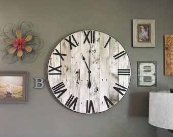 36 wall clock vintage white 36 36 white farmhouse clock home decor etsy 36 wall clock vintage white 36 36 white farmhouse clock home decor etsy