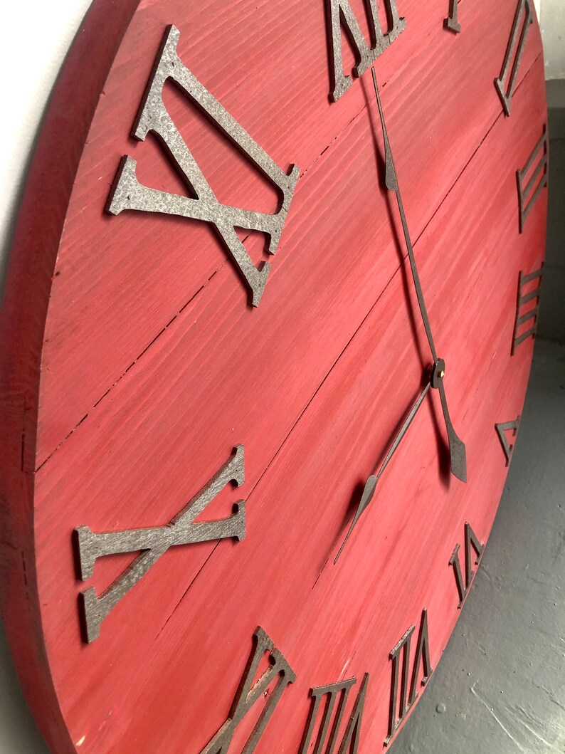 30 Rustic Red Farmhouse Wall Clock Office Logo Etsy