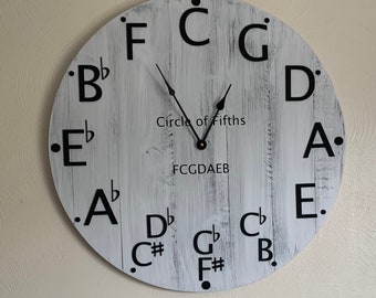 30” Circle of Fifths Wall Clock, Large Musical Theory Clock