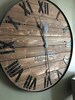 24' Large Farmhouse Wooden Wall Clock Modern Farmhouse Style Rustic Oversized Wood Wall Home Decor, Last Name Established Gift for Wedding 