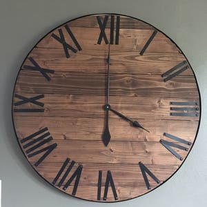 24 Large Farmhouse Wooden Wall Clock Modern Farmhouse Style Rustic Oversized Wood Wall Home Decor, Last Name Established Gift for Wedding image 5