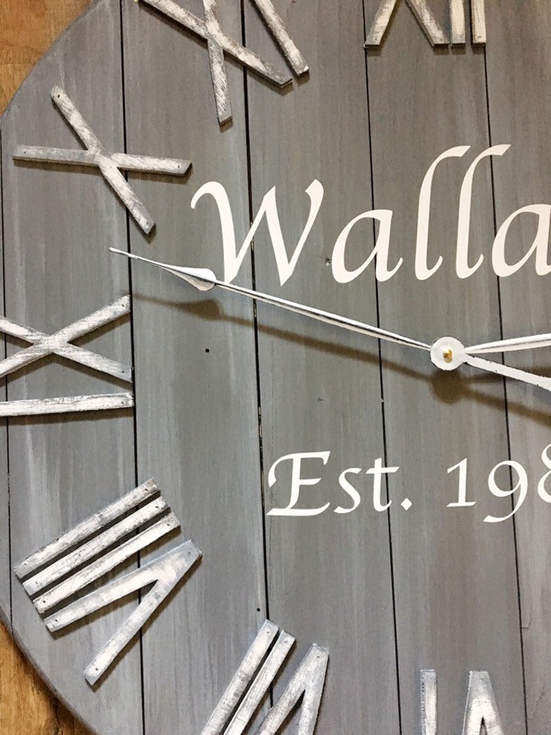 24 Personalized Gray Farmhouse Clock Etsy