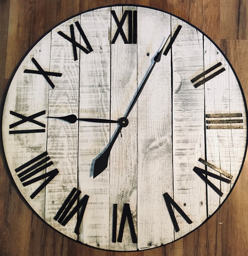 30 Large White Farmhouse Pallet Clock Oversized Wooden Etsy