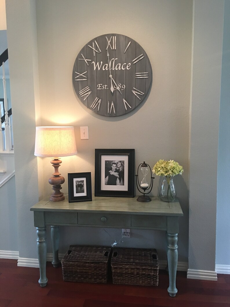 24 Gray Wall Clock Farmhouse Clock Etsy