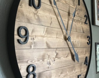 36" Wood Wall Clock, Traditional Number Clock