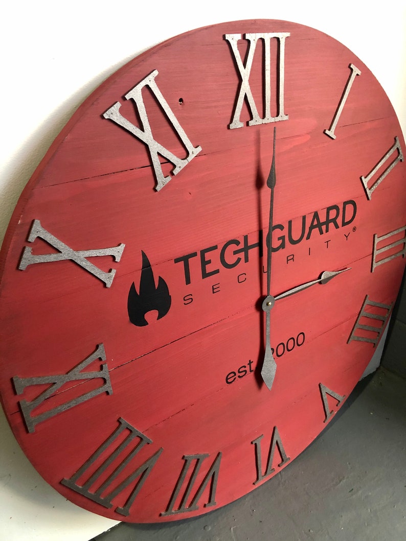 30 Rustic Red Farmhouse Wall Clock Office Logo Etsy