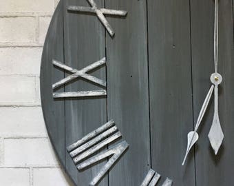 24" Gray Wall Clock, Farmhouse Clock