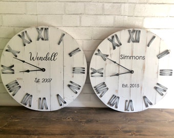 12" White Farmhouse Clocks